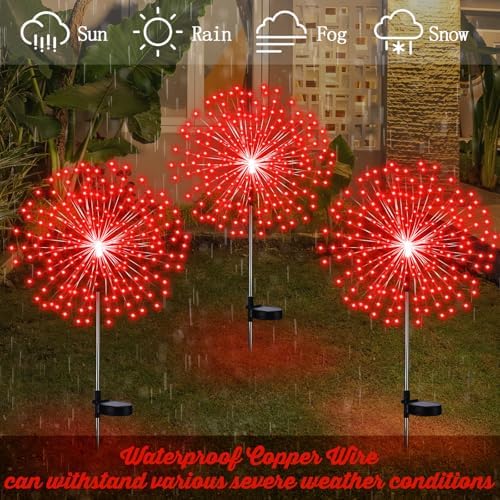 Tujoe 6 Pcs Christmas Solar Firework Stake Lights 180 LED 8 Modes - Image 5