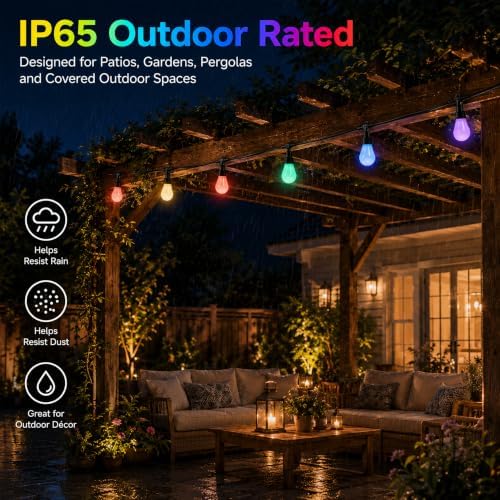 Outdoor String Lights 27FT, Milky White RGBW Patio Lights - Image 6
