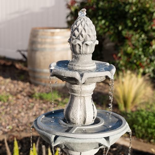 XBrand 51 Inch 3 Tier Outdoor Waterfall Fountain, Weather Resistant Resin Freestanding Water Feature with Pump, Decorative Garden Fountain for Patio, Yard, Lawn, and Garden Decor, Gray - Image 2
