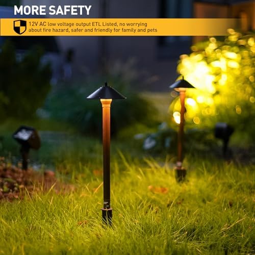 Malibu Low Voltage Pathway Lights, 10W Pro Style Halogen Landscape Lighting, 2Pack 2700K Warm White Path Light, 12V AC Bronze Outdoor Walkway Lights for Yard Garden 8308-9103 - Image 3