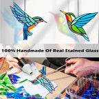 2 Packs Hummingbird Stained Glass Window,Real Handmade Stained Glass Window Hanging,Hummingbird Ornament,Suncatchers Decor for Women Mom Grandma Bird Lovers - Image 5