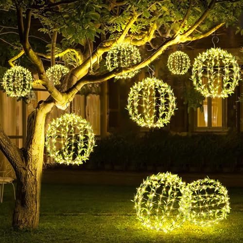 Joomer Solar Ball Lights Outdoor, 2Pack 13 & 11in Total 264 LED, Warm White by Joomer