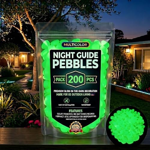 1000pcs Glow-in-The-Dark Rocks, Night Guide Luminous Pebbles for Outdoor Garden Landscaping, Colorful Glow Stones for Walkway, Stepping Stones, Fish Tank Décor (5 Pack*Green) by Lubunet