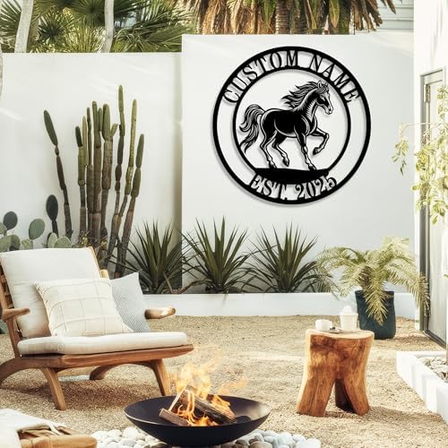 Personalized Horse Ranch Metal Sign, Custom Horse Wall Decor with Name, Western Rustic Metal Horse Wall Art for Farmhouse, Barn, Stable, Cowboy，Gifts for Horse Lovers & Ranch Enthusiasts - Image 4