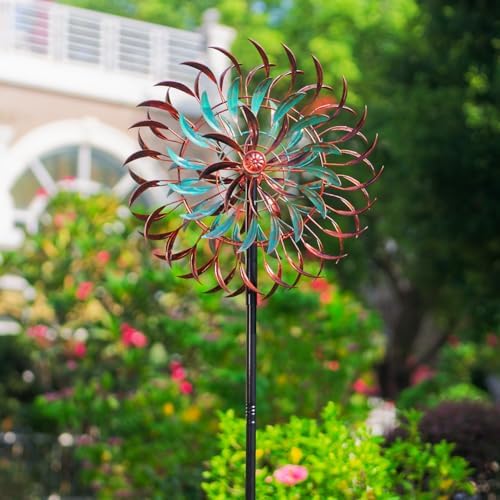 VEWOGARDEN 19" Dia Large Wind Spinner Outdoor with 6 Blades, Metal Kinetic Wind Sculptures & Spinners for Yard, Garden, Lawn Decorations - Image 2