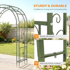 VINGLI Garden Arbor, Arch Archway for Wedding Ceremony Party, Steel Garden Trellis for Plant Climbing, Christmas Garden Decorations Pergola for Garden, Backyard, Lawn (75.5x22.8x94.5) (Olive Green) - Image 6