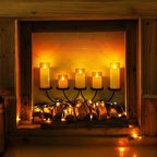 Homemory Amber Flickering Flameless Candles, Battery Operated Acrylic LED Pillar Candles with Remote Control and Timer, Fall Candles, Set of 5 - Image 3
