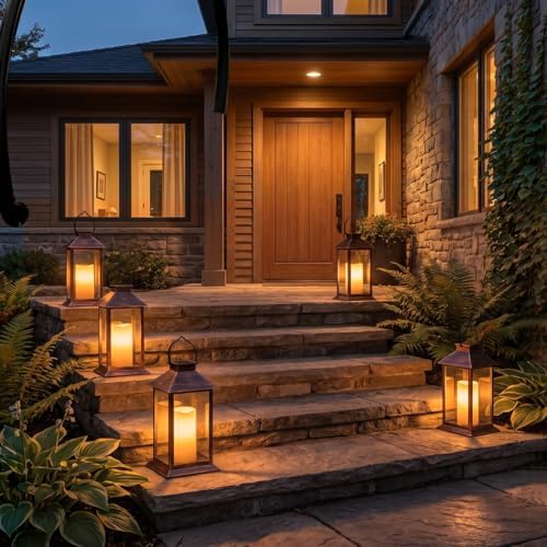 Solar Lantern with Flickering Candles Outdoor Hanging Lanterns Garden Decor - Image 2