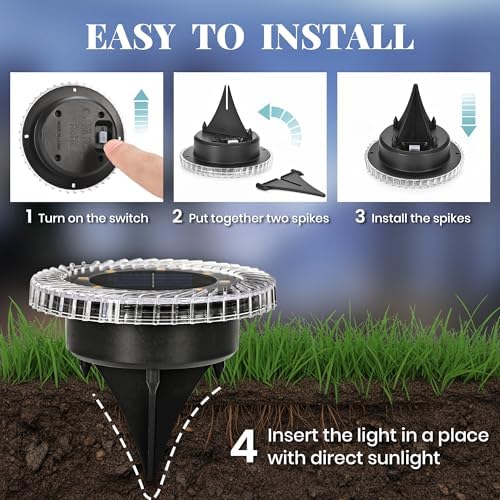 PATIOWIN 20 Pack Small Solar Ground Lights, Garden Lights Cool White - Image 6