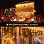 Solar Christmas Lights Outdoor Waterproof Christmas Decorations Curtain Lights 320LED 29.5ft 60 Drops, Solar Powered Rechargeable Fairy Lights for Party, Wedding, Home Decorations(WarmWhite) - Image 5