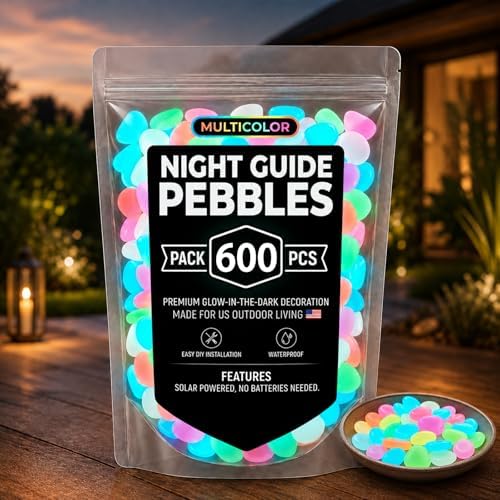 Glow in the Dark Rocks for Garden Decor, Luminous Pebbles for Aquarium Fish Tank, Outdoor Walkway, Patio, Planter and Yard Decoration (Multicolor 600PCS) by Unknown