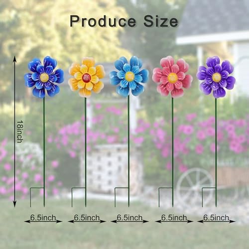 Metal Flower Wind Spinner Lawn Stakes Yard Art, Garden Iron Handicrafts - Image 4