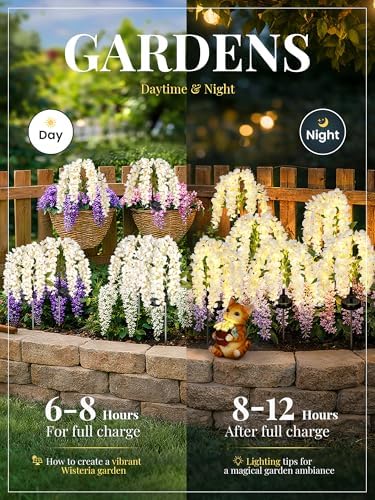 GIGALUMI 3 Pack Solar Wisteria Flowers Outdoor, 2 Modes, White - Image 4