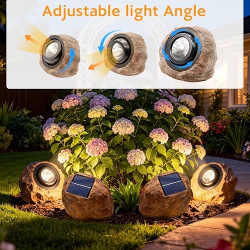 VOOKRY Brown Solar Rock Lights Outdoor, IP65 Waterproof Garden Stone Lights - Image 4