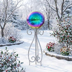 12 inch Diameter Gazing Ball,Rainbow Stainless Steel Polished Reflective Smooth Garden Sphere Globe Mirror,Colorful and Shiny Addition to Any Garden or Home - Image 4