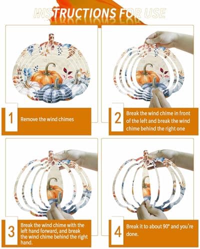 Pumpkin Wind Spinner Fall Leaf Spinner Stainless Steel Spinner for Yard and Garden Wind Sculptures 12 Inch 3D Crafts Ornaments Hanging Wind Spinner for Outdoor & Indoor Decorations - Image 6