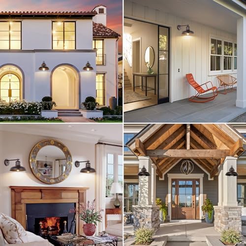 Bosceos 2-Pack Brown Wall Sconces, Farmhouse Exterior Barn Light Fixtures - Image 7