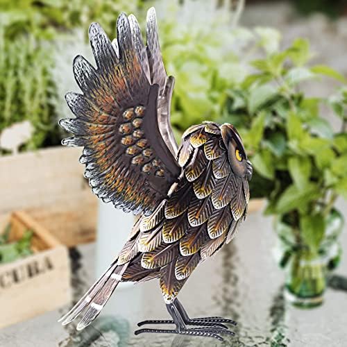 Natelf Garden Owl Sculptures & Statues, Standing Metal Bird Yard Art Sculpture for Patio Backyard Pond Outdoor Decorations - Image 6
