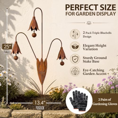 24 Inch Triple Bluebells Garden Stake - Image 2