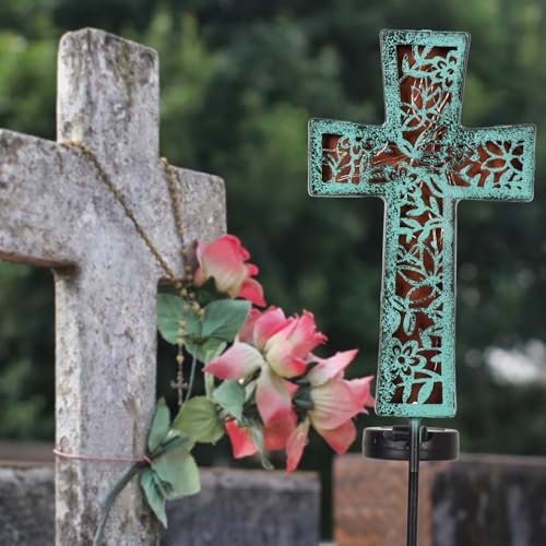 Solar Cross Garden Stake Lights 38inch Outdoor Waterproof Memorial by HUYIENO