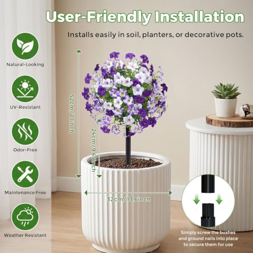 2 Pack Artificial Morning Glory Flowers for Outdoor Decor - Image 4