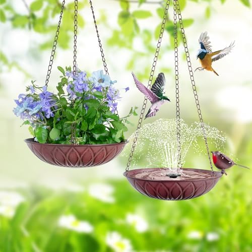 2 Pack Hanging Bird Bath for Outdoors, Metal Birds Feeder & Water Bowl - Image 5