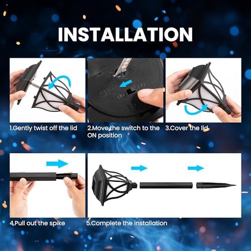 Solar Lights Outdoor Garden Decor Solar Torch Lights Solar Lights Outdoor Waterproof 8 Pack Flickering Flame LED Lights Outdoor Decor for Porch, Garden, Camp, Path, Yard, Patio, Balcony - Image 4