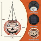 Outdoor Solar Pumpkin Lights, 2 Pack Warm White Halloween Lanterns - Image 3