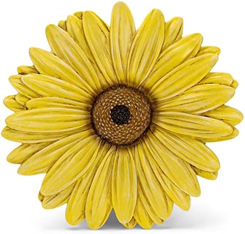 NAT & Jules Gerbera Daisy Flower Shaped Dimensional Indoor Outdoor 12 inch Cast Resin Decorative Garden Stepping Stone, Patio, Walkway Sculpture Yard Art, Yellow by NatJules