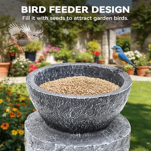 40" Outdoor Water Fountain with Birdfeeder and Innovative LED Strip - Image 4