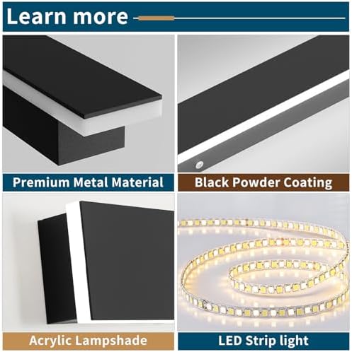 2 Pack 47.2inch Long Linear Outdoor Wall Light, 6000K Cold White Modern Wall Mounted Sconce, IP65 Waterproof, 42W, Black Exterior Lighting Fixture for Garage, Patio, Porch, Garden - Image 4