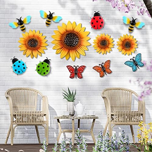 Sweetude 12 Pcs Metal Sunflower Wall Decor, Novelty Style - Image 6