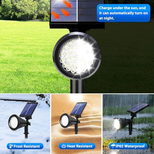 Solar Lights Outdoor, 36 LEDs 1000LM Adjustable Solar Spot Lights Outdoor 2-in-1 Waterproof Landscape Lighting for Garden, Yard & Pathway - 8 Pack (Cool White) - Image 4