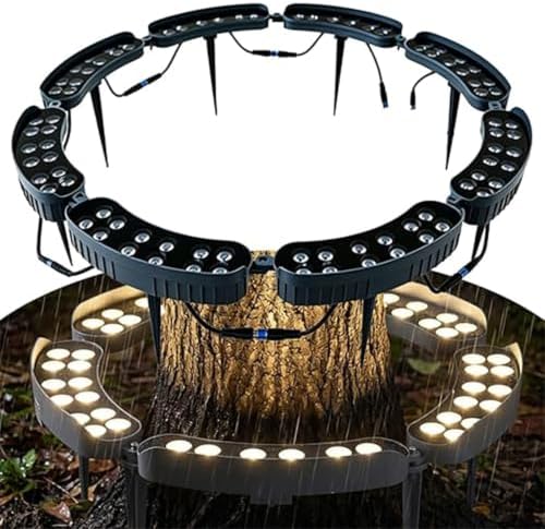 LED Ring Tree Light, Outdoor Waterproof Landscape Spotlight, Die-Cast Aluminum Tree Hug Uplights with Ground Stake for Garden Pathway Accent, Circular Wrap Around Lamp(Blue,96W(220v)) by Unknown