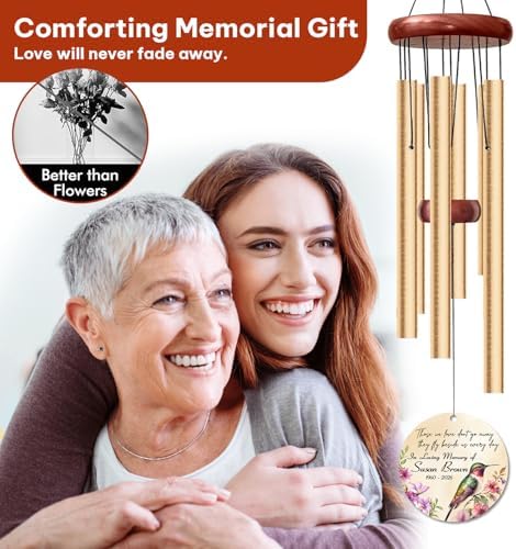 Personalized Hummingbird Memorial Wind Chime, Custom Name & Years in Loving Memory, Sympathy Gift Remembrance Windchime, Deep Tone Soothing Outdoor Garden Patio Decor - Image 4