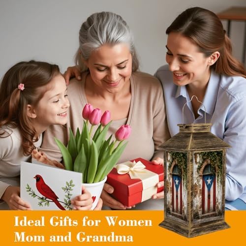 Solar Lantern Outdoor Waterproof Door Ruined House san Juan Puerto rico Colorful Island Garden Decor LED Hanging Solar Lights Tabletop Lamp Gifts for Women Mom Outside Yard Patio Porch - Image 4