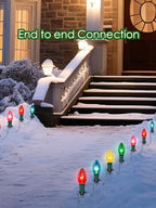 SUNSGNE Christmas Pathway Lights Outdoor, 38FT Colored Christmas Lights with 25 C9 Multicolor Bulbs and 25 Plastic Stakes for Walkway Sidewalk Driveway Lawn Yard Path Garden Decor - Image 3