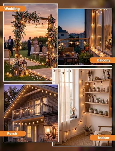 50Ft LED Globe String Lights Shatterproof Waterproof G40 Outdoor Patio String Light with 52 Dimmable LED Bulbs, Hanging Patio Lights for Indoor Bistro Pergola Tents Wedding Party Christmas Decor-Brown - Image 4