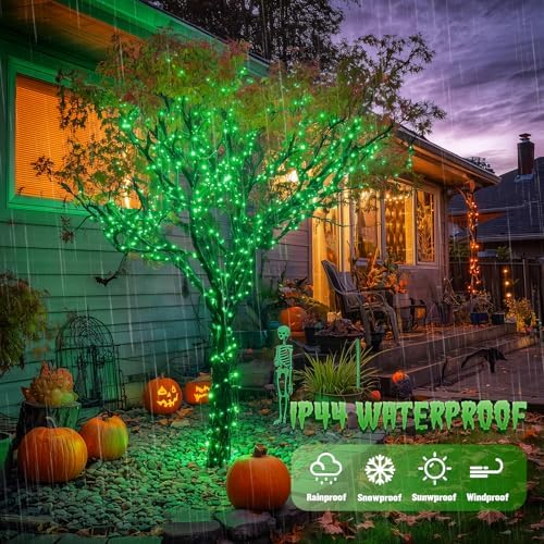 JMEXSUSS 4 Pack Solar Fairy Lights, 100 LED 33FT Green Halloween Lights - Image 5
