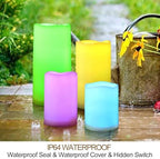 Set of 4 Multicolor LED Pillar Candles Outdoor IP64 Waterproof 3x4 3x5 3x6 3x7 - Color Changing Pillar Candles Battery Powered - Unscented LED Candles Assorted Colors with Timer and Remote - Image 3