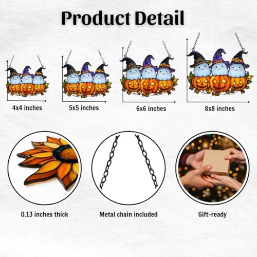 Cute Ghost Trio Fall Halloween Acrylic Suncatcher - Image 2