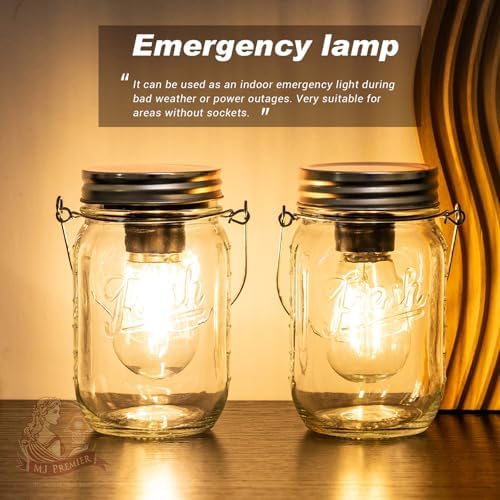 2 Pack Cordless Hanging Mason Jar Lanterns Small Cordless Lamp with Timer - Image 5