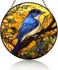 Stained Glass Window Hanging - Passerina Caerulea Bluebird Suncatcher Ready to Hang Window Doors Home Decoration and Christmas Mother's Day Birthday Gifts for Women Men and Mom Bird Lovers 9.8 Inch by Unknown