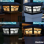 SIEDiNLAR Solar Post Cap Lights Outdoor 2 Modes, 6 Pack, Black, Warm/White - Image 2