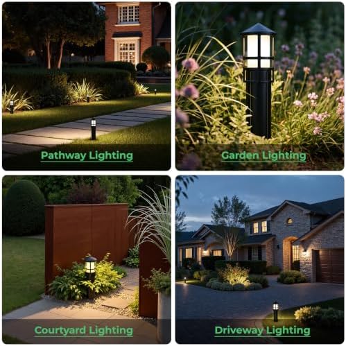 Gardencoin Low Voltage Landscape Pathway Lights, Replaceable G4 Bulb 12V 4W 2700K Outdoor LED Landscape Lighting, Aluminum Waterproof Walkway Lighting, Bollard Path Lights Wired, Black 6 Pack - Image 7