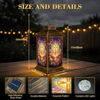 Solar Lantern Outdoor Waterproof Stained Glass Cross Radiant Light Spring Flowers Garden Decor LED Hanging Solar Lights Tabletop Lamp Gifts for Women Mom Outside Yard Patio Porch - Image 2