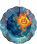 12 Inch Halloween Wind Spinner for Yard and Garden, Blue Night Sky Mystical Glowing Pumpkin Hanging Ornaments Outdoor 3D Kinetic Wind Sculpture Spinners Indoor Outdoor Patio Décor Ornaments Gift by Unknown