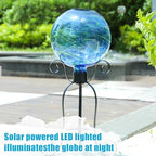 VCUTEKA Solar Gazing Ball, Glass Garden Globes for Outdoor Decor, 10" Blue - Image 2