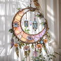 Crescent Moon Lanterns & Flowers Acrylic Suncatcher - Faux Stained Glass Indoor Window Hanging Ornament, Outdoor Sun Catcher Panel, Home Decor Gift for Moon Lovers by Unknown