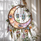 Crescent Moon Lanterns & Flowers Acrylic Suncatcher - Faux Stained Glass Indoor Window Hanging Ornament, Outdoor Sun Catcher Panel, Home Decor Gift for Moon Lovers by Unknown